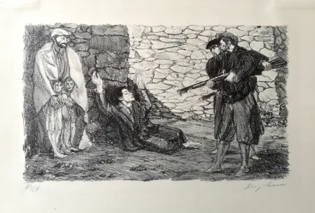 Litografia Sassu - Fucilazione