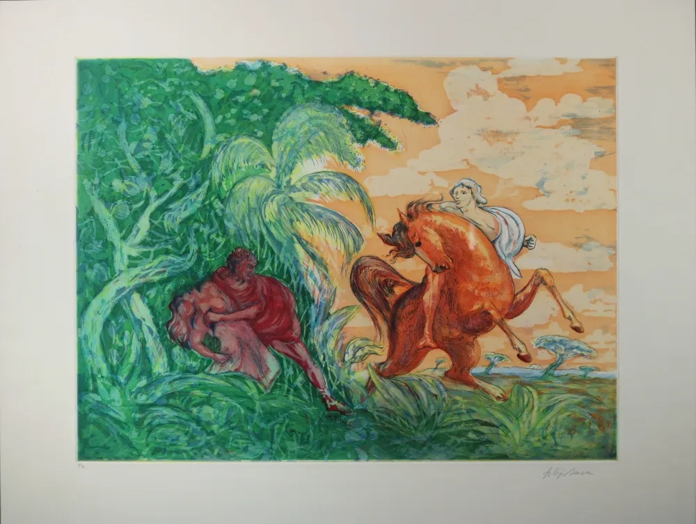 Acquaforte Sassu - Lopez De Aguirre uccide la figlia en Barquisimeto