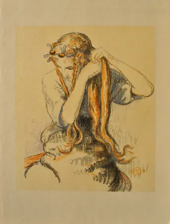Incisione Sauer - Jeune fille aux tresses