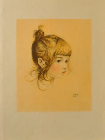 Incisione Sauer - Portrait de jeune fille