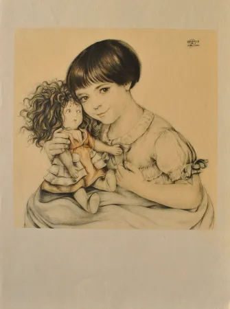 Incisione Sauer - Portrait d'enfant