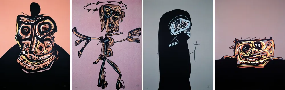 Litografia Saura - Retrato de Felipe II, Crucifixión, El perro de Goya, Doña Jerónima de la Fuente