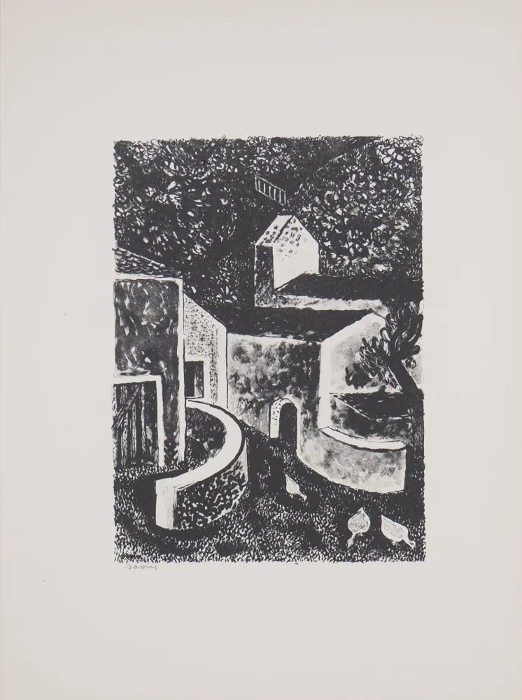 Litografia Savin  - Normandie, Village dans la Manche