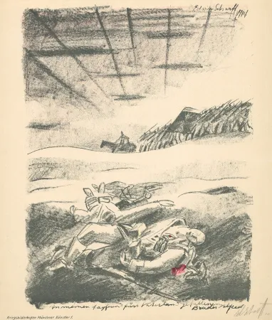 Litografia Scharff - Untitled, from Kriegsbilderbogen Münchner Künstler