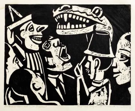 Incisione Su Legno Scheele - Leute vergnügen sich mit Puppen (People having fun with puppets)