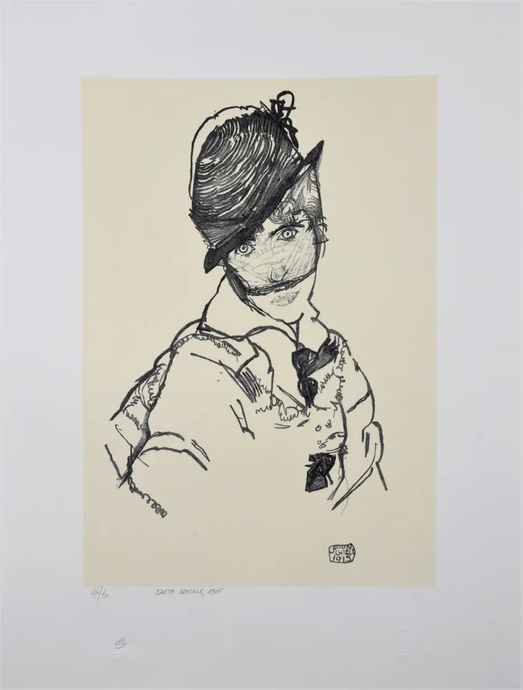 Litografia Schiele - EDITH SCHIELE, 1915