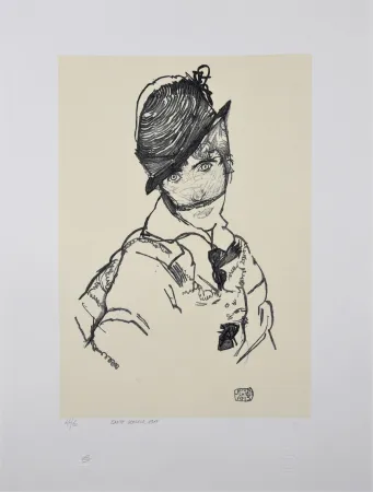 Litografia Schiele - EDITH SCHIELE, 1915