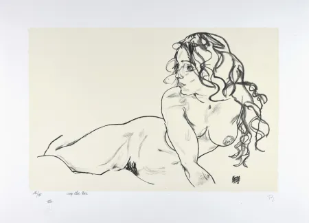 Litografia Schiele - La fille aux cheveux longs, 1918 | The girl with long hair, 1918