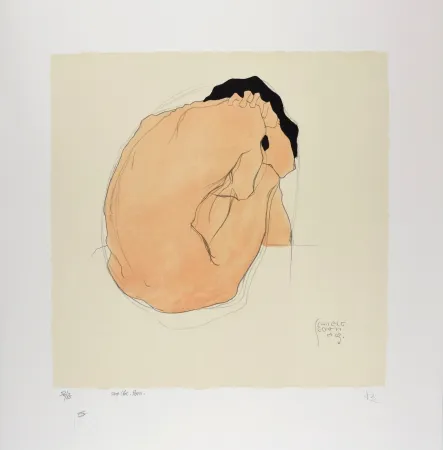 Litografia Schiele - L'Homme aux cheveux noirs, 1909 | Black-Haired Man, 1909 (Black-Haired Man, Sitting / Sitzender schwarzhaariger Mann)
