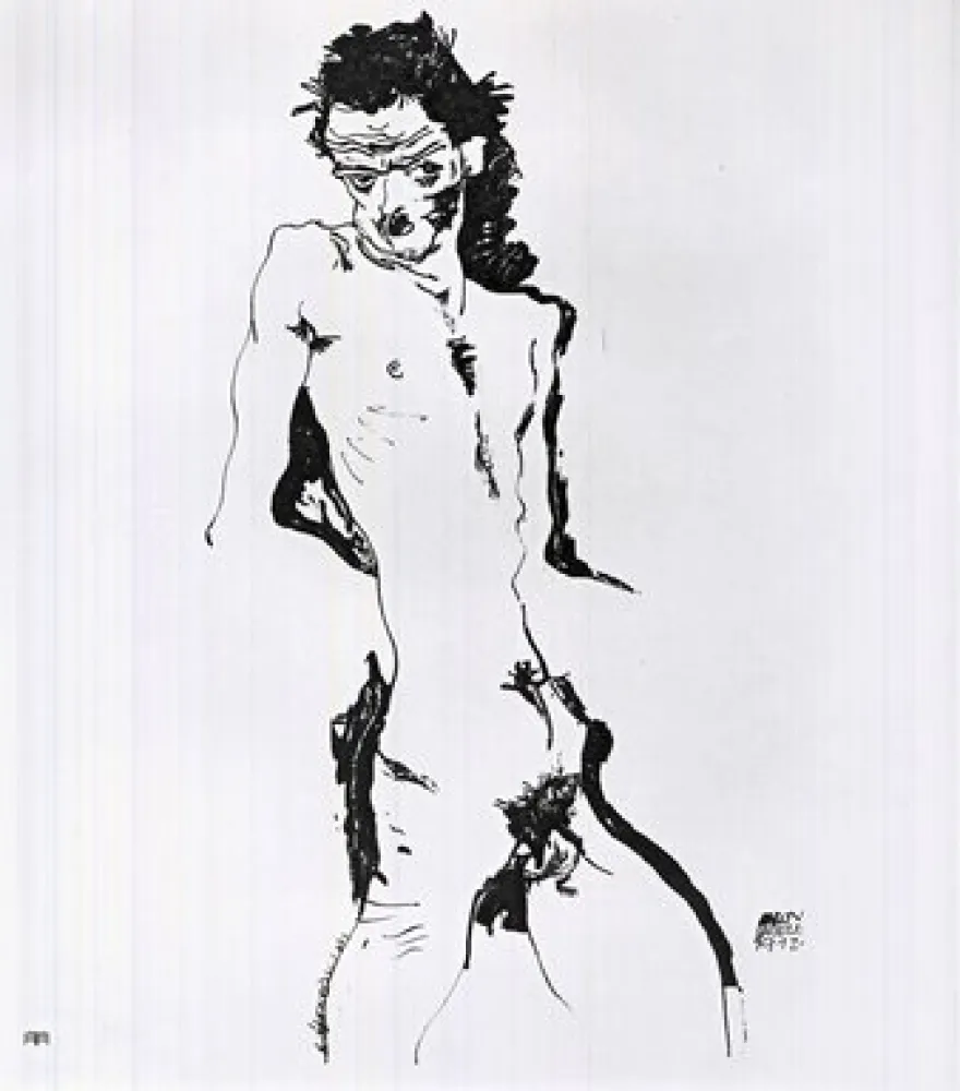 Litografia Schiele - Männlicher Akt