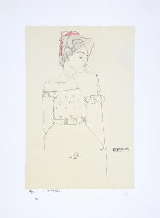 Litografia Schiele - Portrait de Gerti Schiele, 1909 I Portrait of the Artist's Sister Gerti, 1909 