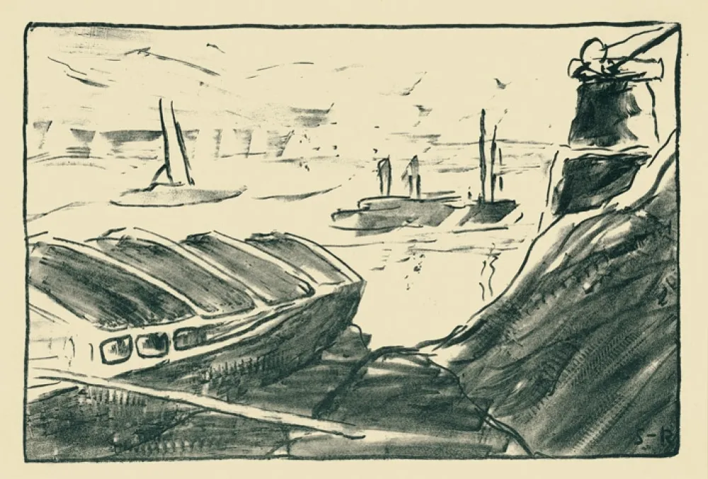 Litografia Schmidt-Rottluff - Elbhafen