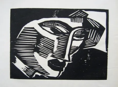 Incisione Su Legno Schmidt-Rottluff - Frauenkopf (Woman's Head)