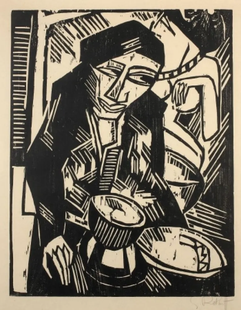 Incisione Su Legno Schmidt-Rottluff - Melancholie