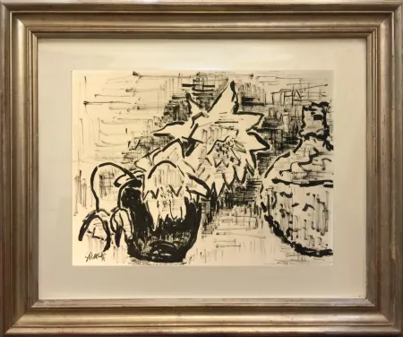 Non Tecnico Schmidt-Rottluff - Stilllife with Sunflowers ORIGINAL INK DRAWING