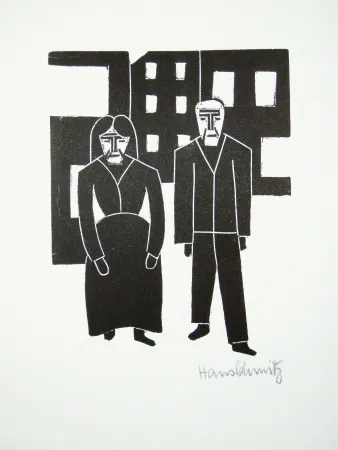 Linoincisione Schmitz - Arbeiterpaar (Working Couple)