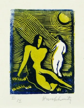 Linoincisione Schmitz - Paar (Couple)