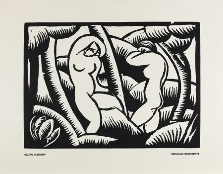 Incisione Su Legno Schrimpf - Akt IX (Das Kunstblatt)