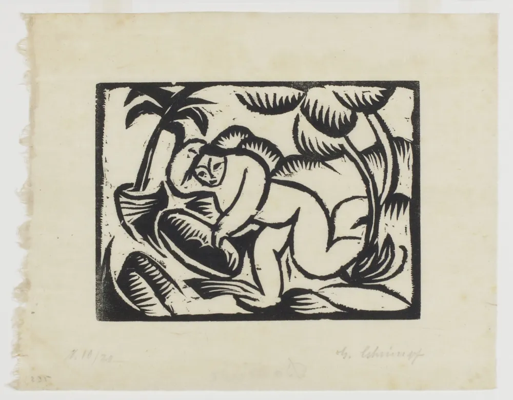 Incisione Su Legno Schrimpf - Badende