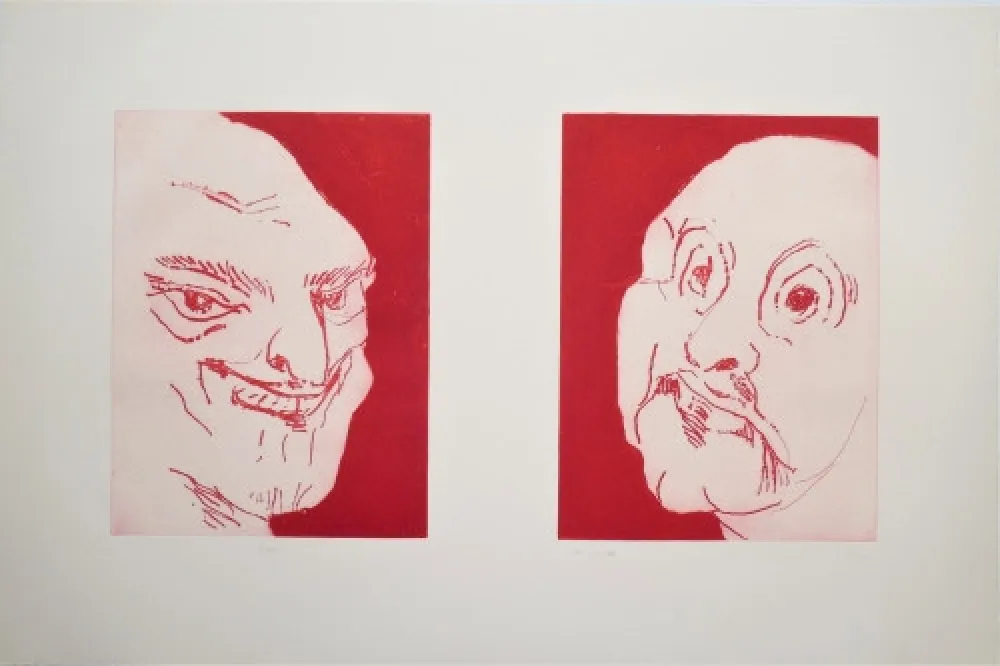 Incisione Schütte - Alte Freunde (Old friends) 2