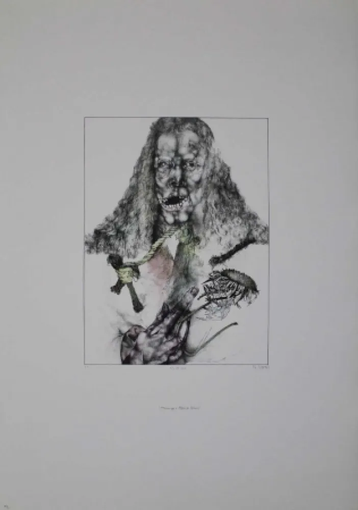 Litografia Schwarz - Er ist tot (Hommage à Albrecht Dürer)