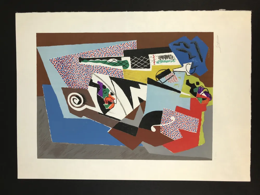 Litografia Severini - Natura morta e Violino