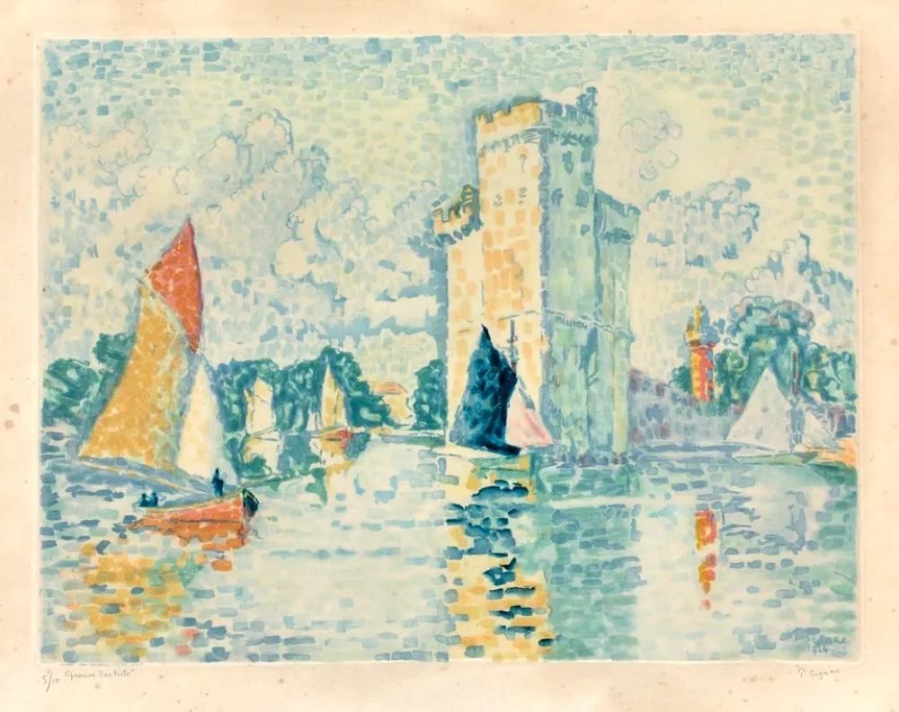 Acquatinta Signac - L’entrée du port de La Rochelle