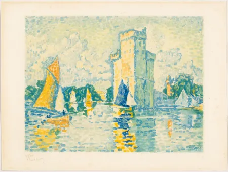 Acquatinta Signac - Paul Signac, Le Port de La Rochelle. 1924. Aquatinte signée. 