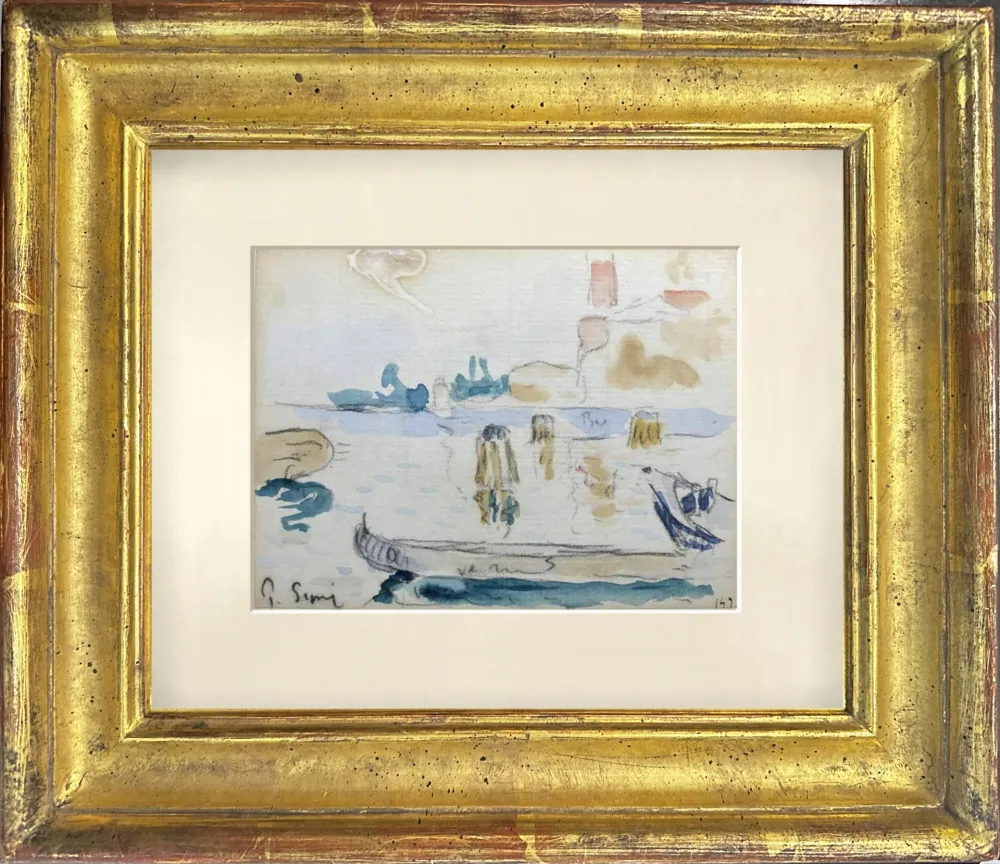 Non Tecnico Signac - VUE SUR LE PORT AVEC BATEAU DE REPOS