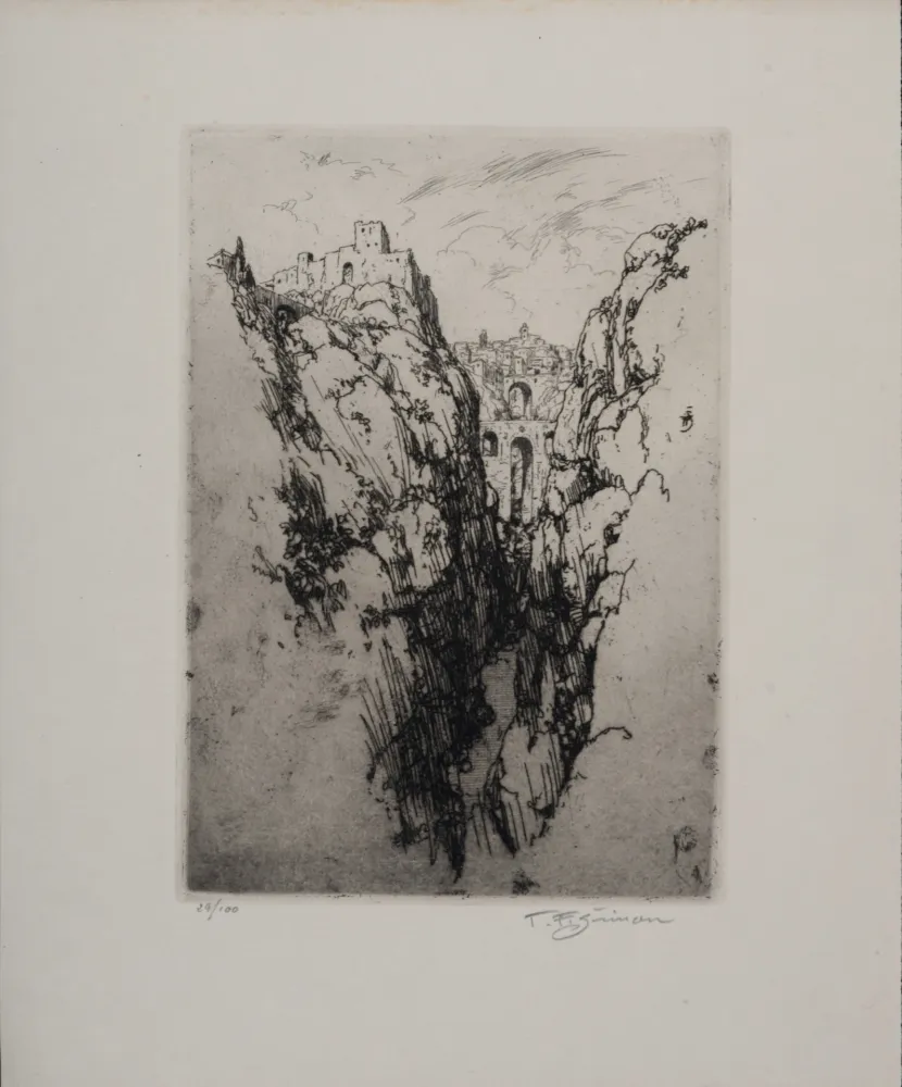 Acquaforte Simon - Vue de Ronda, c. 1913 - Hand-signed!