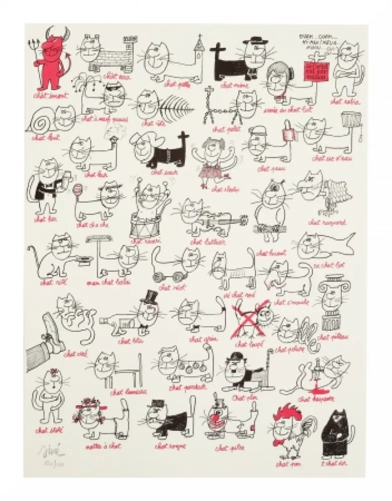 Litografia Siné - Les chats