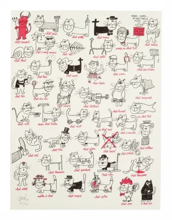 Litografia Siné - Les chats