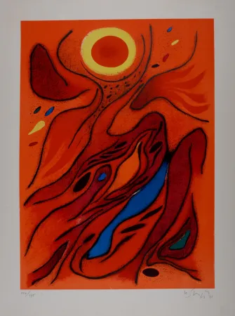 Litografia Singier - Cyclade nocturne, 1971 - Hand-signed