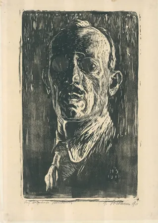 Incisione Su Legno Soltmann - Selbstbildnis