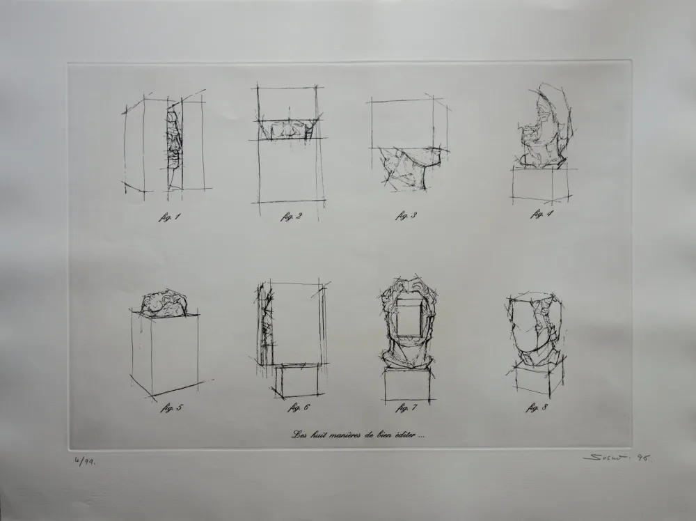 Incisione Sosno - Nice : Etude de Sculptures (Polygone)
