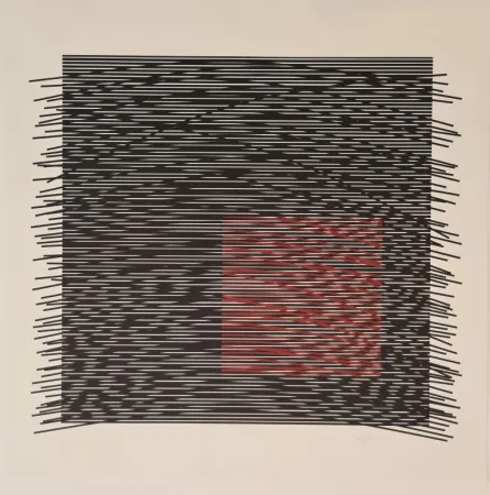 Serigrafia Soto - Carré virtuel rouge à droite 