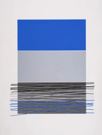 Serigrafia Soto - Untitled (Blue Horizon Lines)