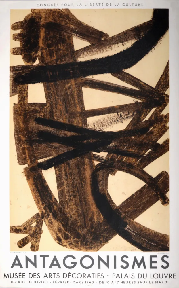 Litografia Soulages - Antagonismes, 1960 - Mourlot edition