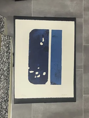 Incisione Soulages - Eau forte bleue XXX (1974)