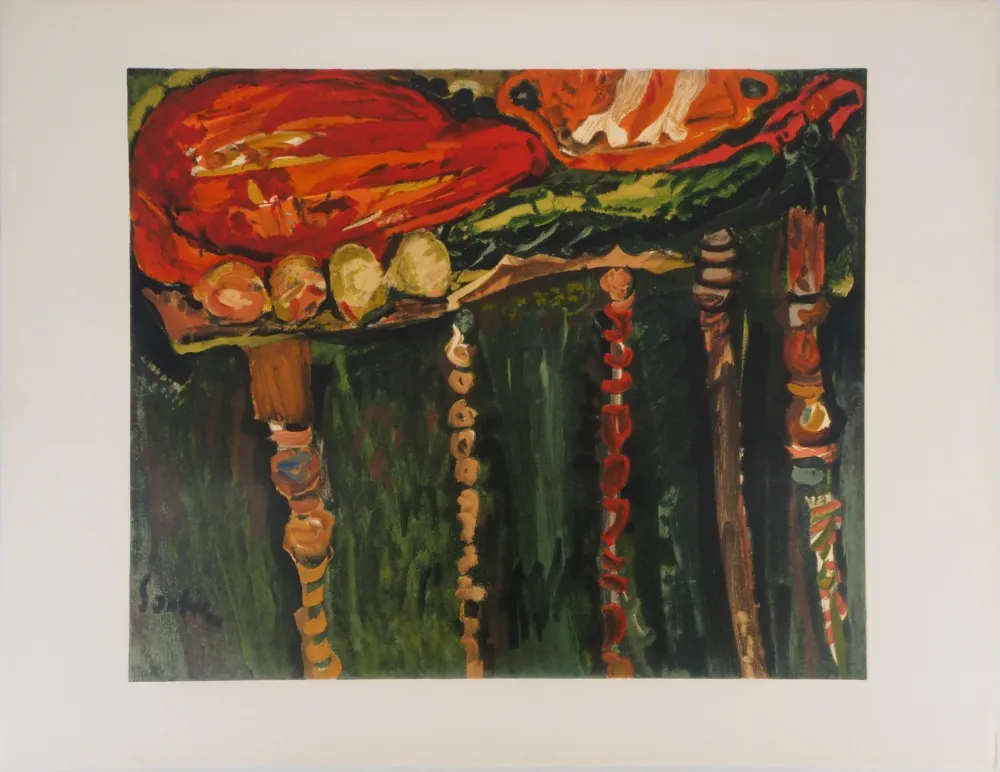 Litografia Soutine - Table de boucher