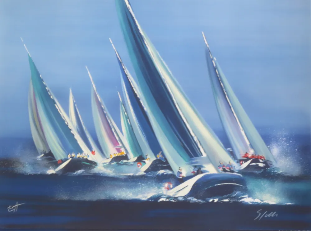 Litografia Spahn - Voiles bleues