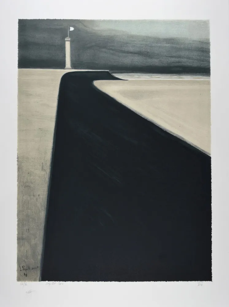 Litografia Spilliaert - Le Phare sur la Digue, 1908 | Promenade and Lighthouse, 1908