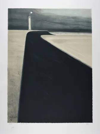 Litografia Spilliaert - Le Phare sur la Digue, 1908 | Promenade and Lighthouse, 1908