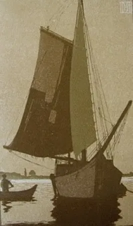 Incisione Su Legno Staschus - Vor Anker