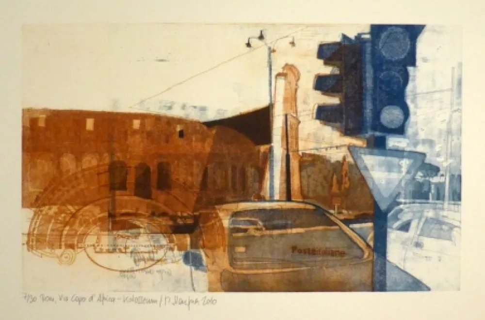 Acquaforte Staufner - Rom, Via Kapo d'Africa – Kolosseum