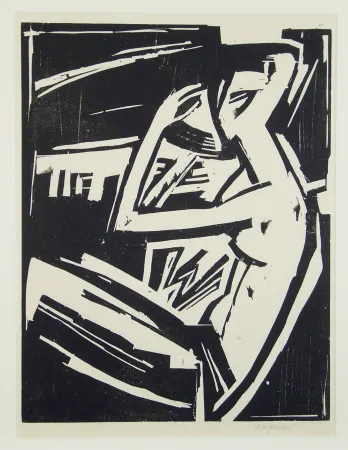 Incisione Su Legno Stegemann - Nackte Frau sich kämmend (Naked woman combing her hair)