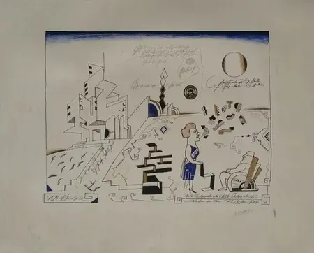 Litografia Steinberg - Bauhaus circa 1970