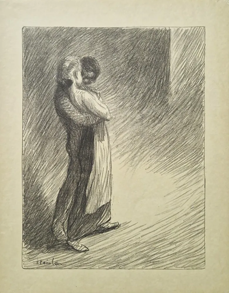 Litografia Steinlen - Il bacio