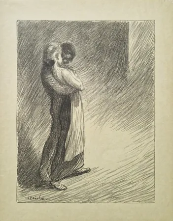 Litografia Steinlen - Il bacio