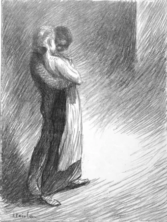 Litografia Steinlen - Il bacio